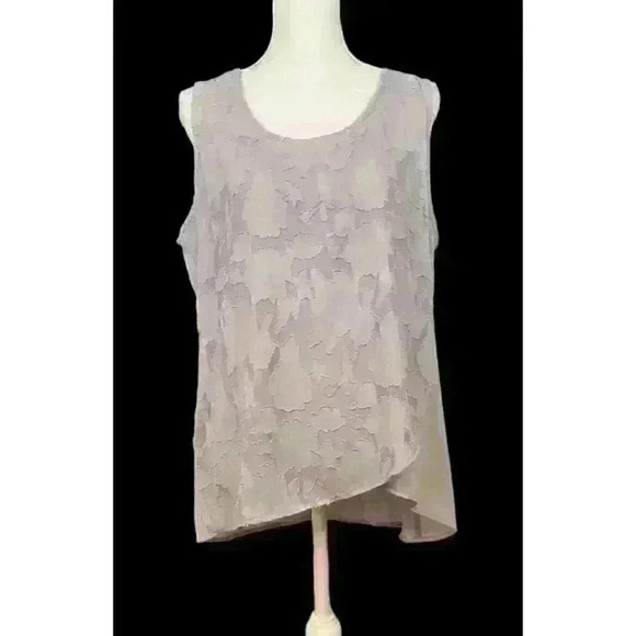 ROZ & ALI Womans Vtg GREY Lightweight LINED Tunic Top LACE Top Front size XL - Picture 7 of 9